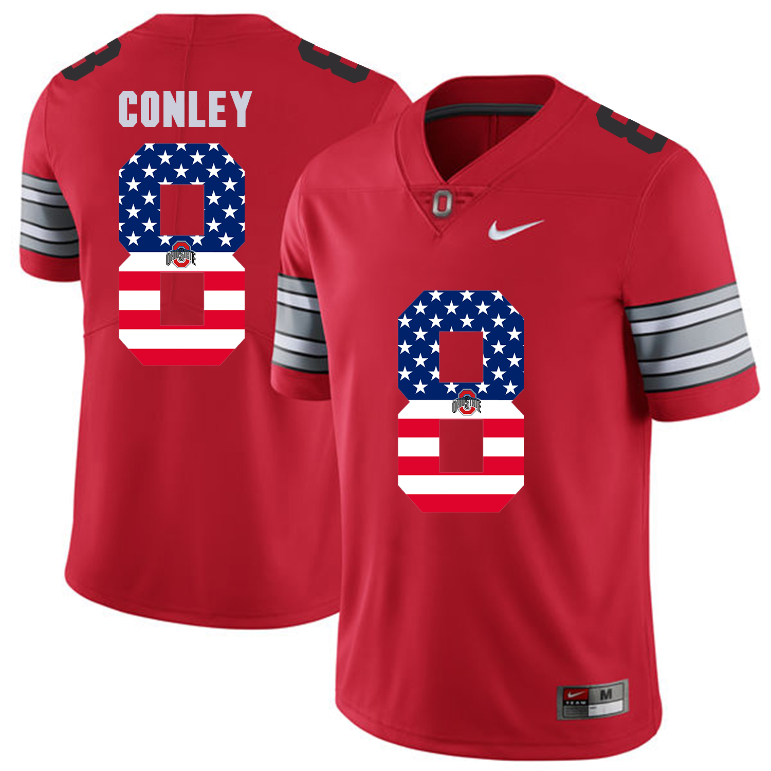 Men Ohio State #8 Conley Red Flag Customized NCAA Jerseys
